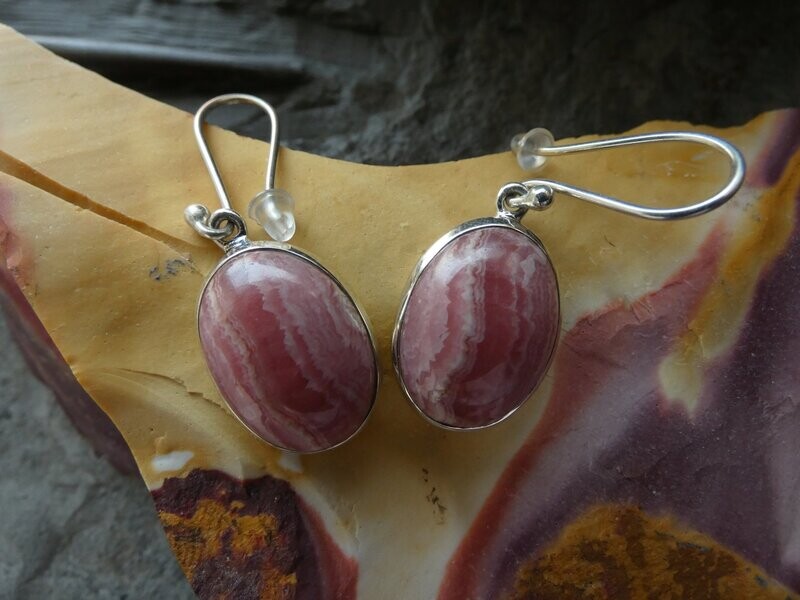 Ohrhänger Rhodochrosit, ovale Silberfassung 925 Ohrhänger Rhodochrosit, ovale Silberfassung 925