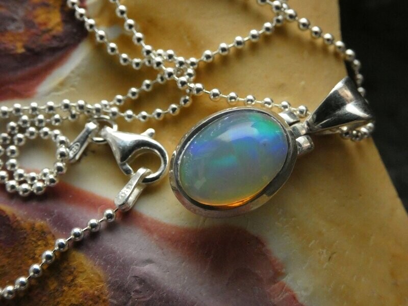 Anhänger, Opal, Silberfassung 925, oval Anhänger, Opal, Silberfassung 925, oval