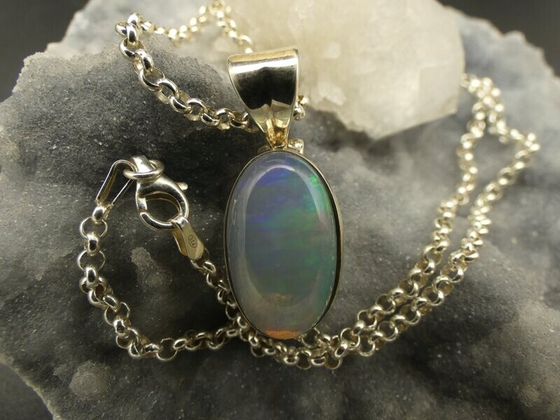 Anhänger Opal, Silberfassung 925, oval Anhänger Opal, Silberfassung 925, oval