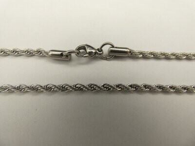 Edelstahl Halskette, gedreht, Ø 2,5mm, Länge 60cm, Gratisversand in D!