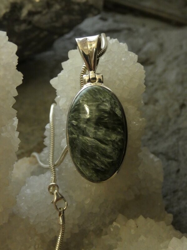 Anhänger Seraphinit, oval, Silberfassung 925 Anhänger Seraphinit, oval, Silberfassung 925