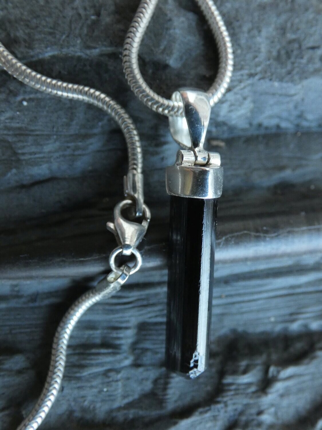 Anhänger Schörl, schwarzer Stift, Silberöse 925