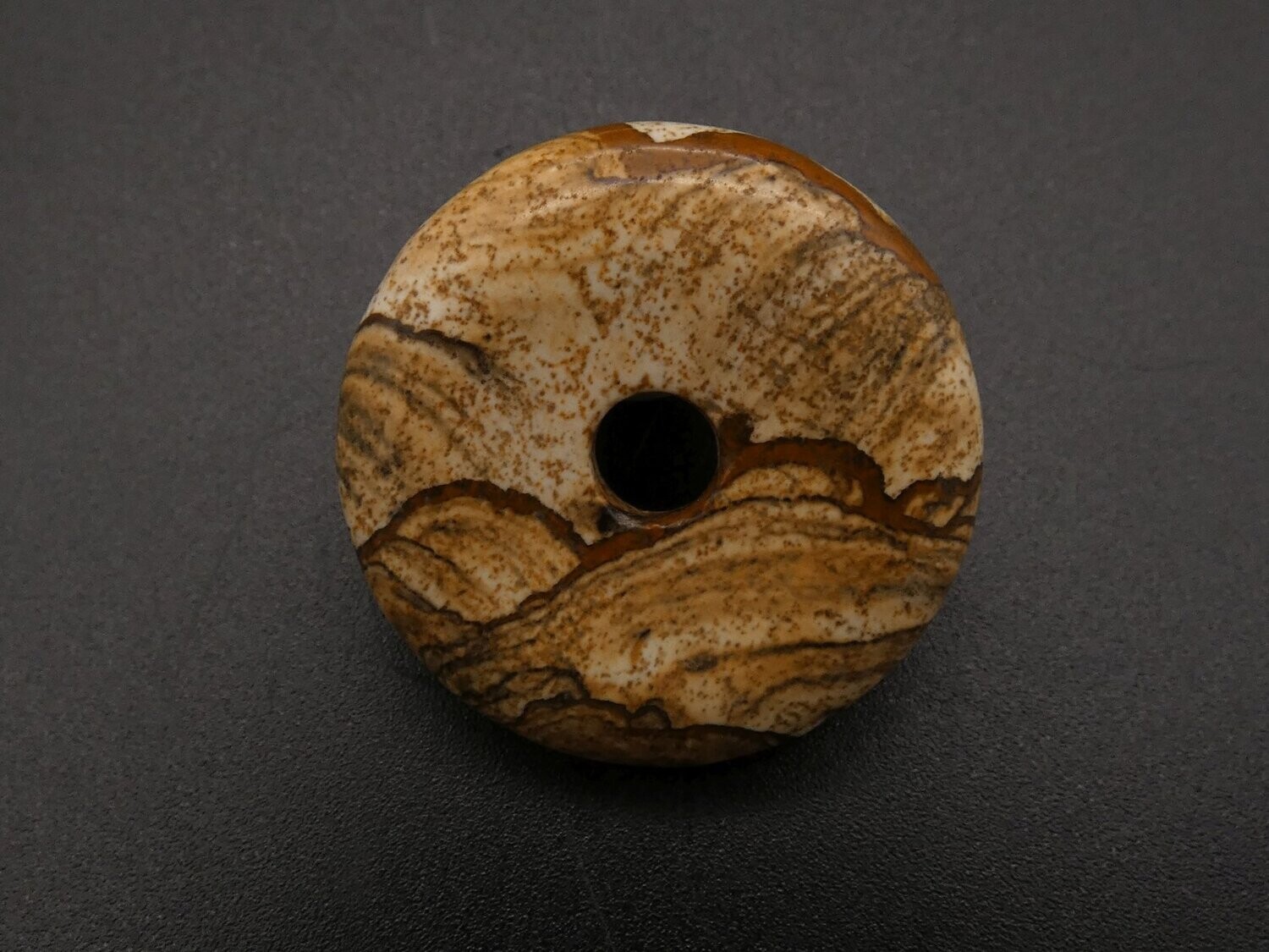 Landschafts-Jaspis Donut, Durchmesser 3 cm