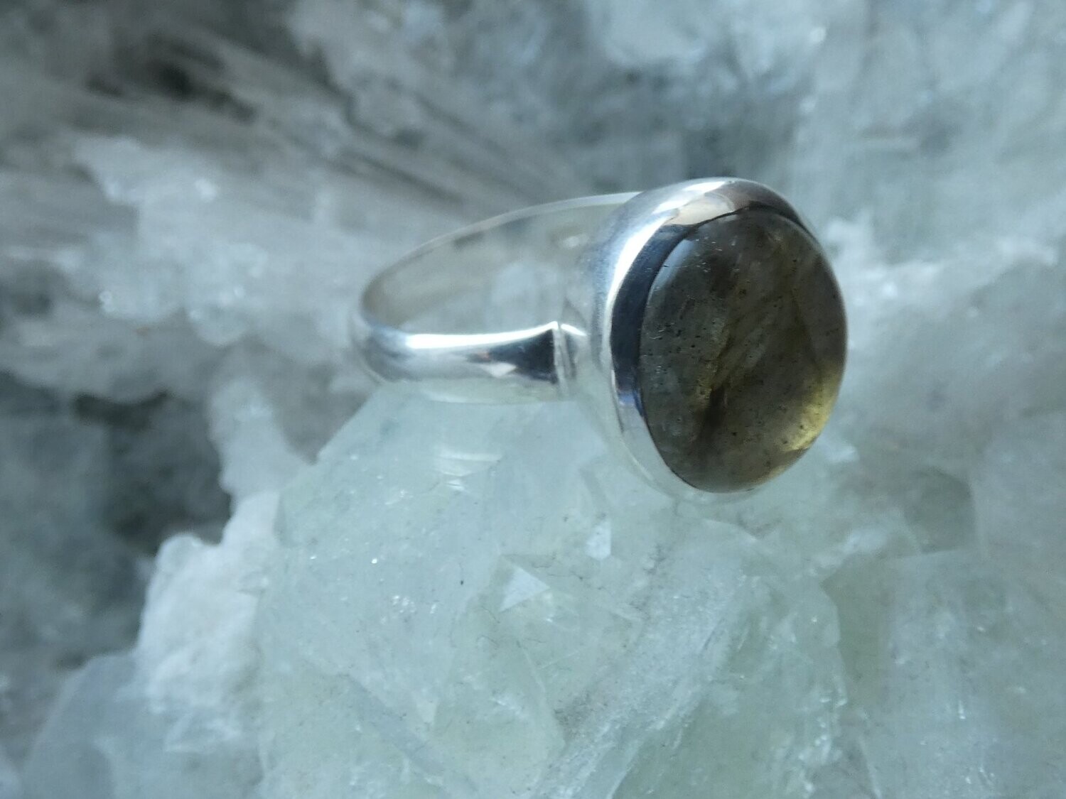 Ring Labradorit, oval, Silberfassung 925, Ringgröße: 52 - 60