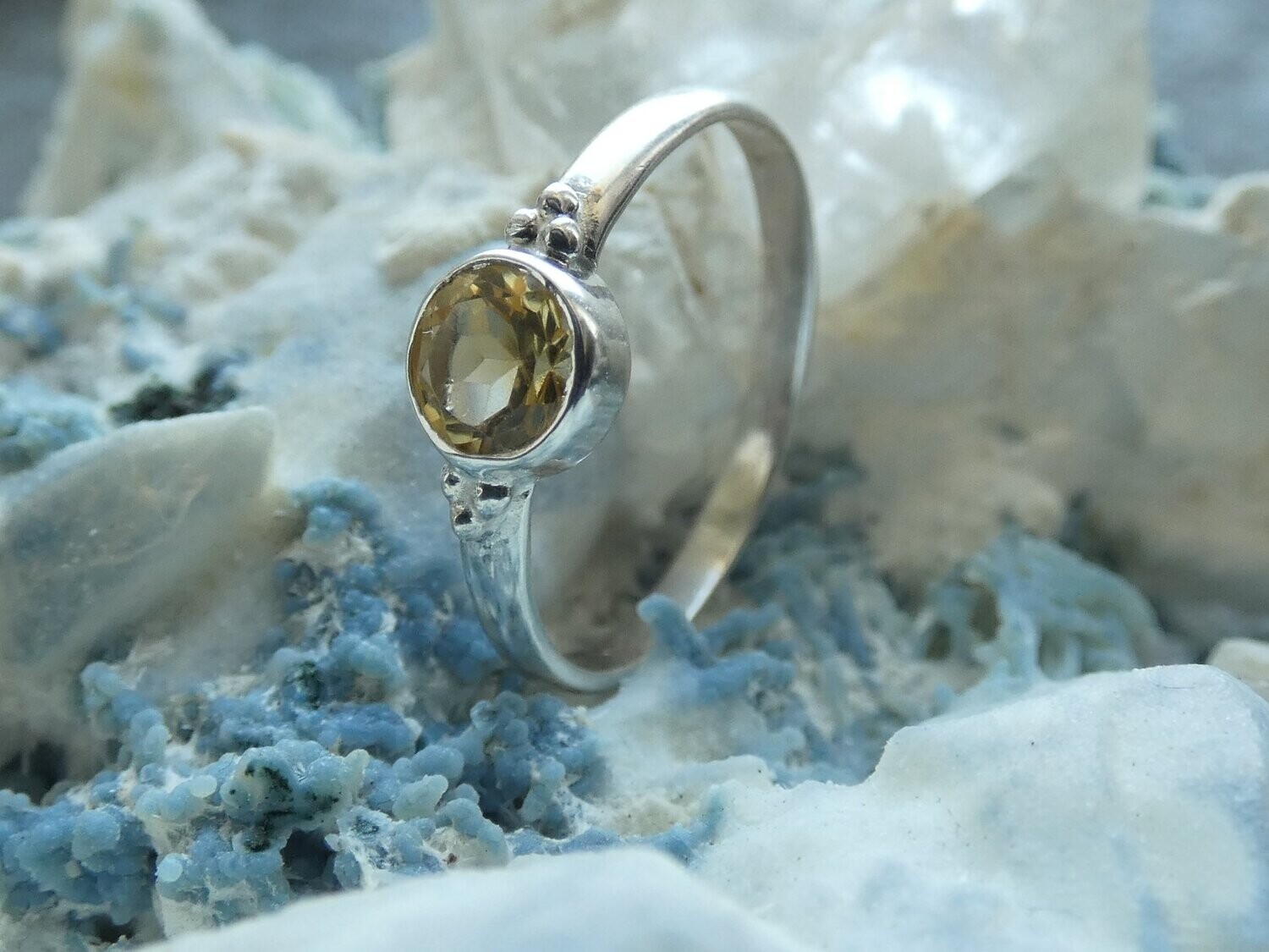 Ring Citrin facettiert, Größe 52/54/56/58, rund in Silber 925
