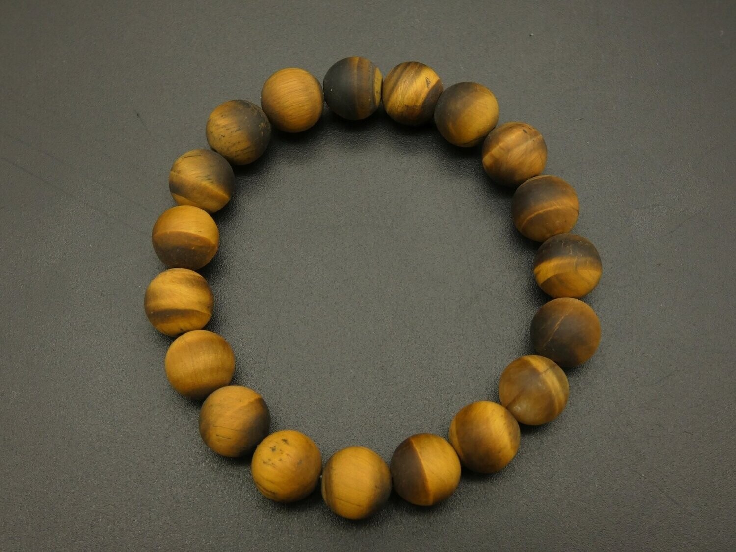 Armband Tiger-Auge, braun-gelb, matt, dehnbar, Innen-Ø 16 cm