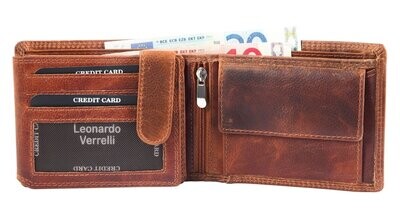 Herren Geldbörse aus Echtleder mit RFID-Schutz, Leonardo Verelli,
erhältlich in 4 verschiedenen Farben, 11 Kreditkartenfächer-2 Ausweisfächer