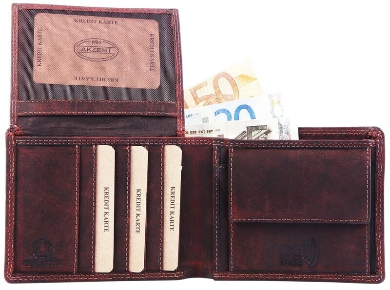 Herren Geldbörse mit RFID-Safe  aus Echtleder von AKZENT, 12,x 10 x 2,4 cm, 2 Farbauswahlen