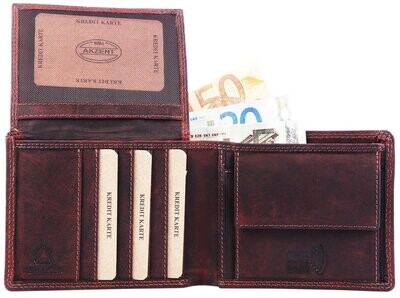 Herren Geldbörse mit RFID-Safe aus Echtleder von AKZENT, 12,x 10 x 2,4 cm, 2 Farbauswahlen