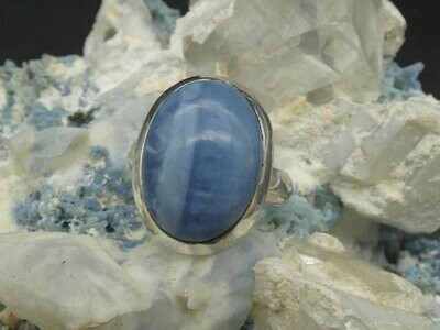 Ring blauer Opal, oval, Silberfassung 925, Größe 52, 53, 54, 55, 56, offen