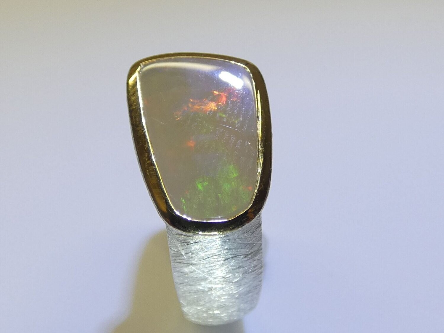 Ring Opal, Fassung Silber 925, Freiform, Ringgröße 53