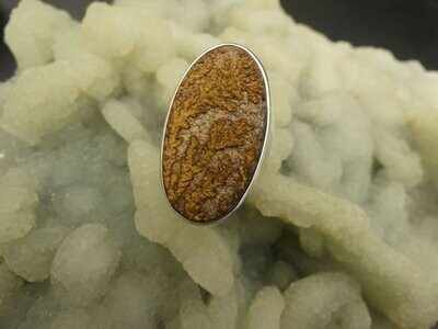 Ring Dentriten Kalk, oval, Silber 925, Größe 56