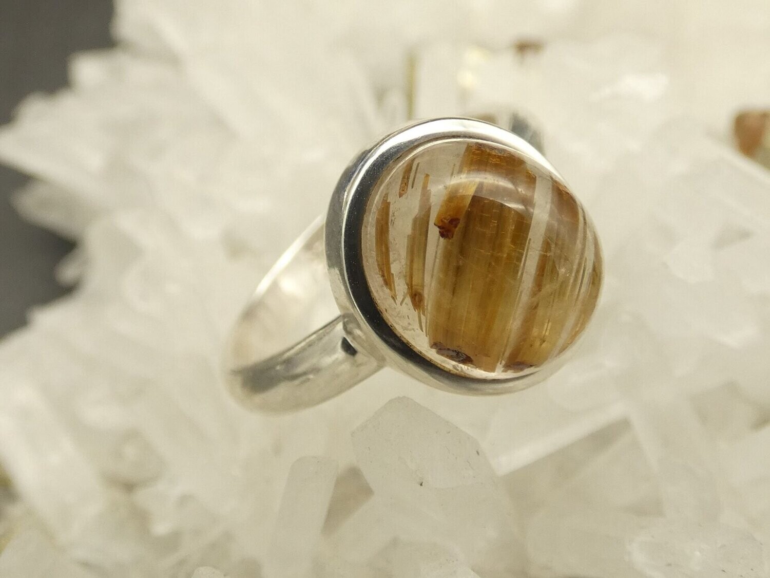 Ring Rutilquarz (Rutile), oval, Silberfassung 925, Größe 58