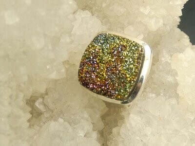 Spectro Pyrite Ring, quadratisch, Silber 925, Größe 57,5