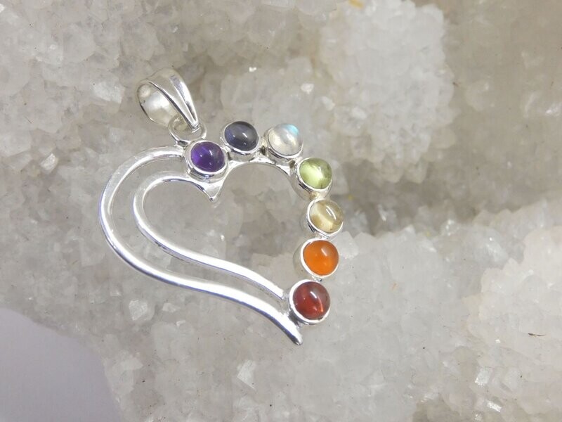 Chakra Anhänger, Herz, Silber 925 Chakra Anhänger, Herz, Silber 925