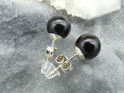 Ohrstecker Schörl, Kugel, schwarz, rund Ø 8mm, Silber 925 Ohrstecker Schörl, Kugel, schwarz, rund Ø 8mm, Silber 925