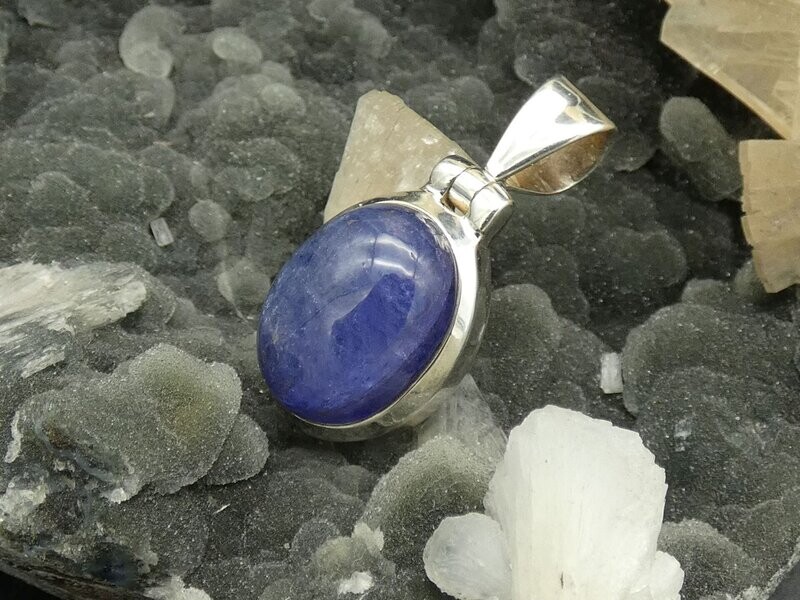 Anhänger Tansanit (Tanzanite), oval, cabochon, Silber 925 Anhänger Tansanit (Tanzanite), oval, cabochon, Silber 925