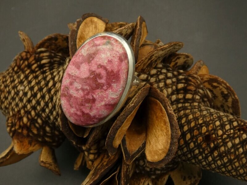 Ring Thulit, oval, Silber 925, Größe 57 Ring Thulit, oval, Silber 925, Größe 57
