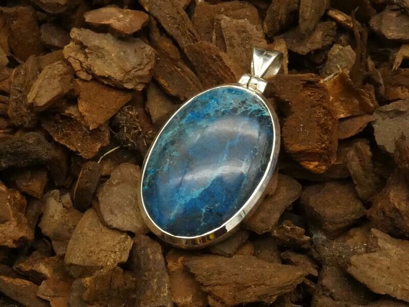 Anhänger Shattuckite, oval, Silberfassung 925 Anhänger Shattuckite, oval, Silberfassung 925