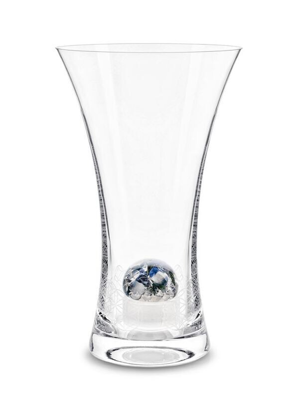 FLORA Vase aus Glas, Höhe 25cm, mit Edelsteineinsatz von VitaJuwel, Gratisversand