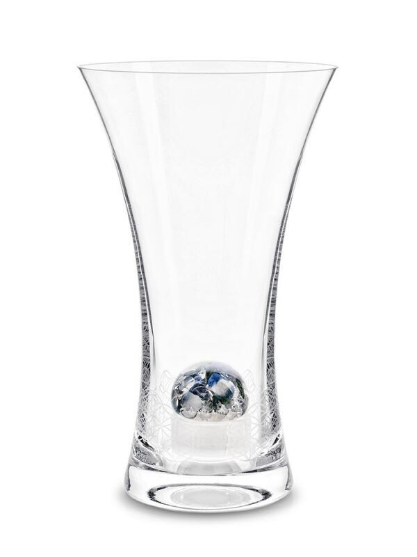 FLORA Vase aus Glas, Höhe 25cm,  mit Edelsteineinsatz von VitaJuwel, Gratisversand