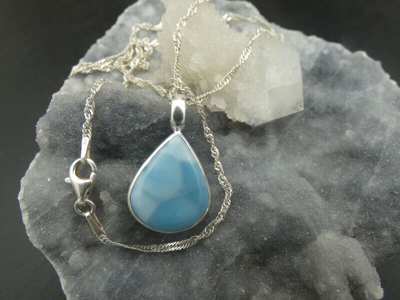 Anhänger Larimar, blau, Tropfenform Silberfassung 925 Anhänger Larimar, blau, Tropfenform Silberfassung 925