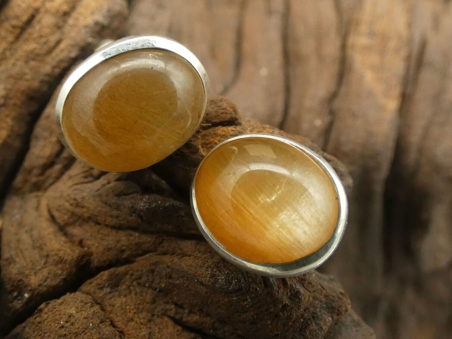 Ohrstecker Rutilquarz (Rutil), oval,  Silberfassung 925