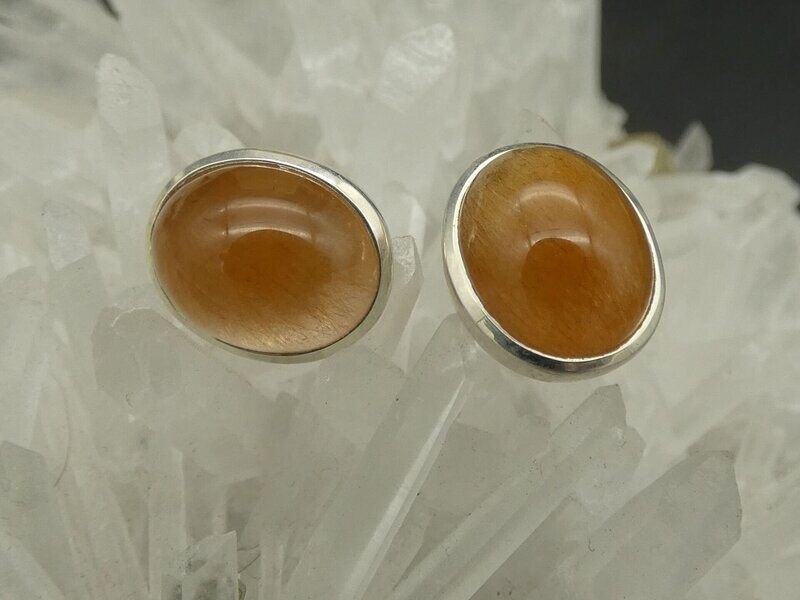 Ohrstecker Rutilquarz (Rutil), oval, Silberfassung 925 Ohrstecker Rutilquarz (Rutil), oval, Silberfassung 925