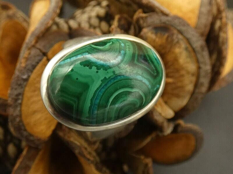 Ring Malachite, oval, cabochon, Silber 925 - Größe 56 Ring Malachite, oval, cabochon, Silber 925 - Größe 56