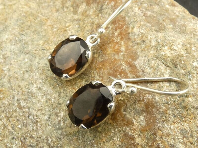 Ohrhänger Rauchquarz, facettiert, oval Silber 925 Ohrhänger Rauchquarz, facettiert, oval Silber 925