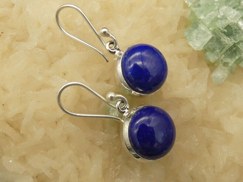 Ohrhänger Lapislazuli, rund, Silberfassung 925 Ohrhänger Lapislazuli, rund, Silberfassung 925