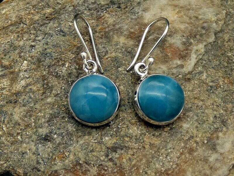 Ohrhänger Larimar, rund Ø 1,3cm, Silberfassung 925 Ohrhänger Larimar, rund Ø 1,3cm, Silberfassung 925