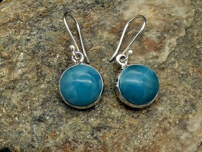Ohrhänger Larimar, rund Ø 1,3cm, Silberfassung 925 Ohrhänger Larimar, rund Ø 1,3cm, Silberfassung 925