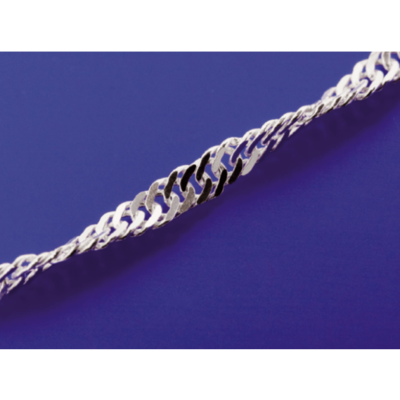 Silberkette klassisch mit Karabiner (Ø 2,1mm, Höhe 0,6mm), gedreht Silberkette klassisch mit Karabiner (Ø 2,1mm, Höhe 0,6mm), gedreht
