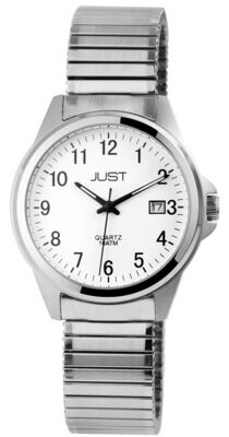 Herrenuhr analog, JUST, Datumsanzeige, Zug-Edelstahlband, 10 atm