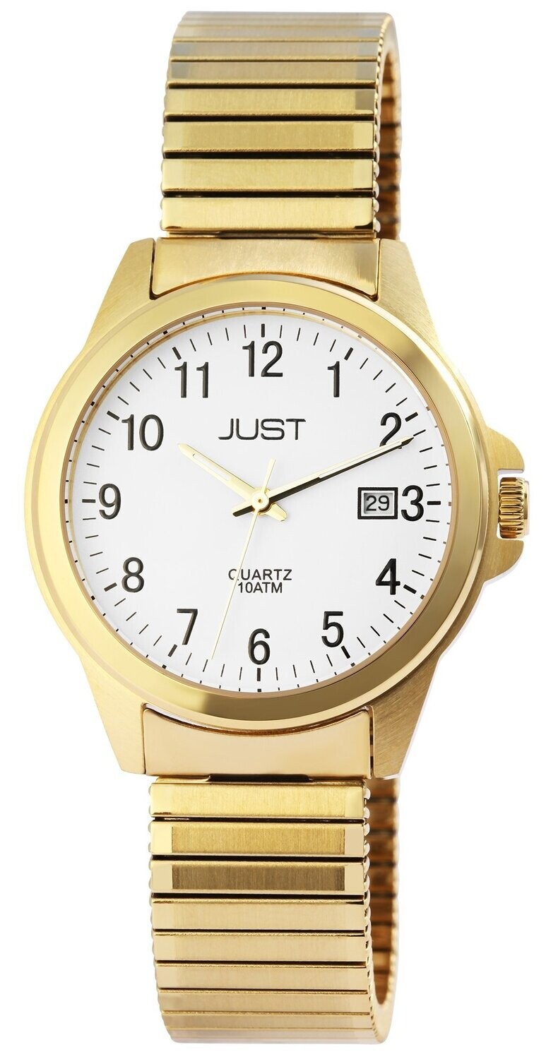 Herrenuhr analog, JUST, Datumsanzeige, Zug-Edelstahlband, goldfarben, 10 atm Herrenuhr analog, JUST, Datumsanzeige, Zug-Edelstahlband, goldfarben, 10 atm