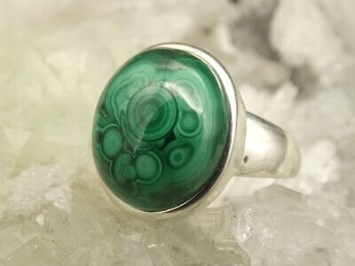 Ring Malachite, oval, cabochon, Silber 925 - Größe 59