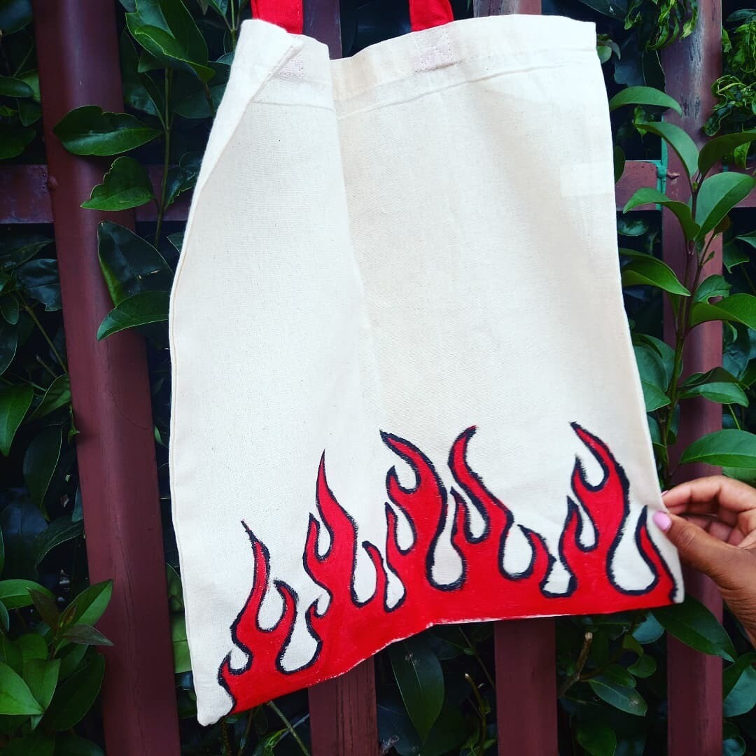 Hand Painted Tote Bags (Plain &amp; Coloured Straps)