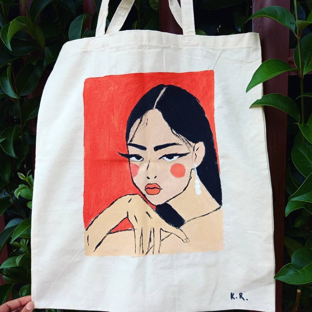 Hand Painted Tote Bags (Plain &amp; Coloured Straps)