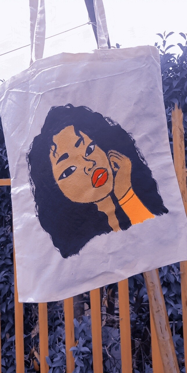 Hand Painted Tote Bags (Plain &amp; Coloured Straps)