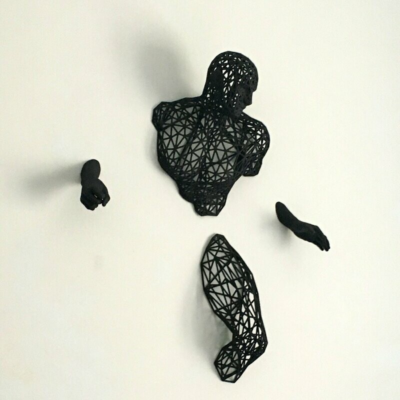 Andrea Giorgi "Warrior" grande scultura da parete 78 cm nero