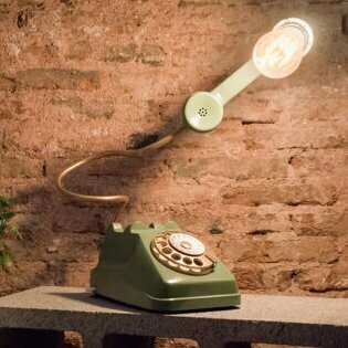 lampada telefono vintage verde oro da scrivania