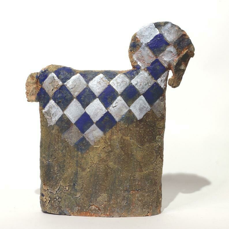 Scultura in ceramica Cavallo del palio