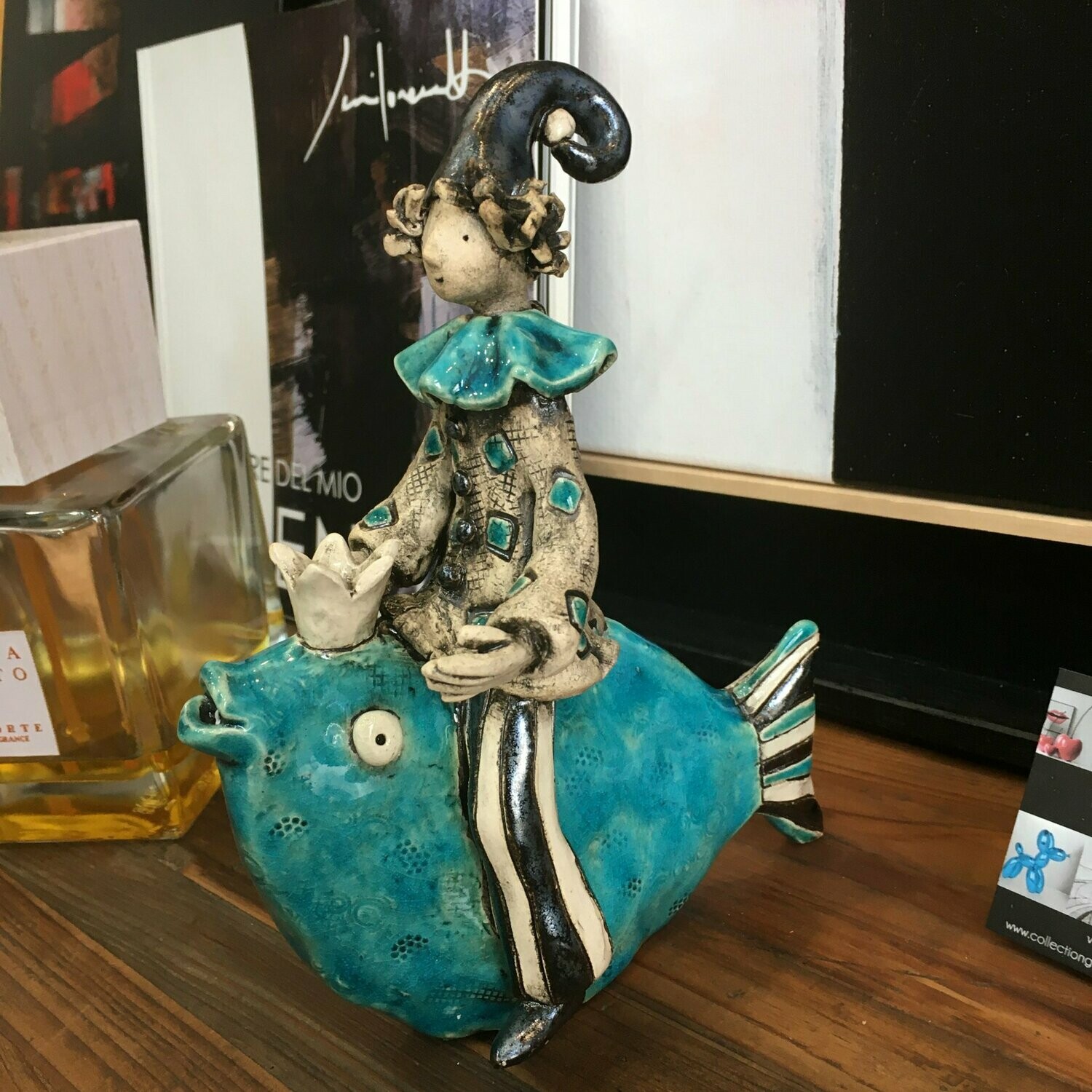 Scultura in ceramica pagliaccio marinaio