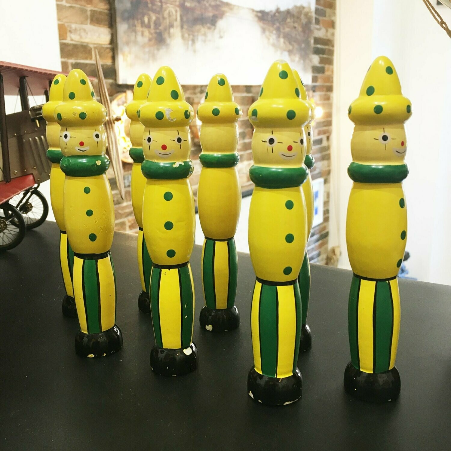 Vintage gioco bowling francese clown