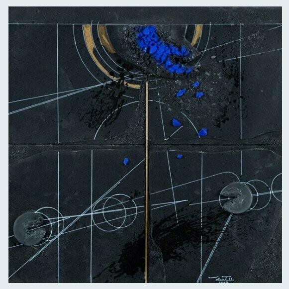 Walter Valentini - prova d'artista su ceramica del 2017 50x50cm