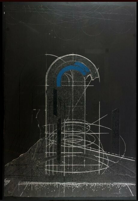 Walter Valentini - rara acquaforte 90x60cm nera
