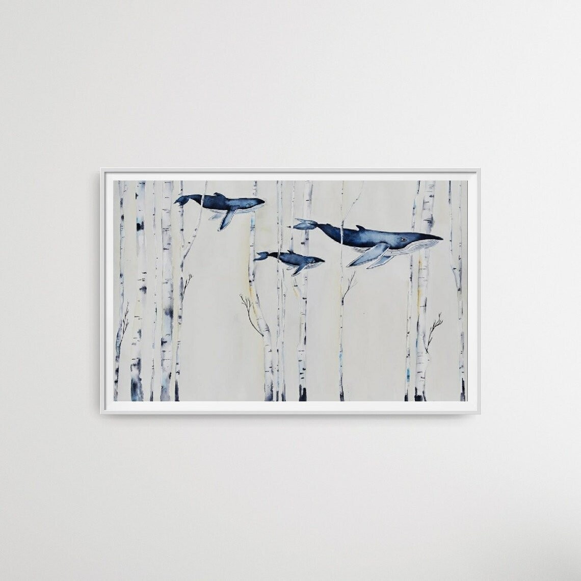 Disegno Acquerello - Whales in Birch Wood