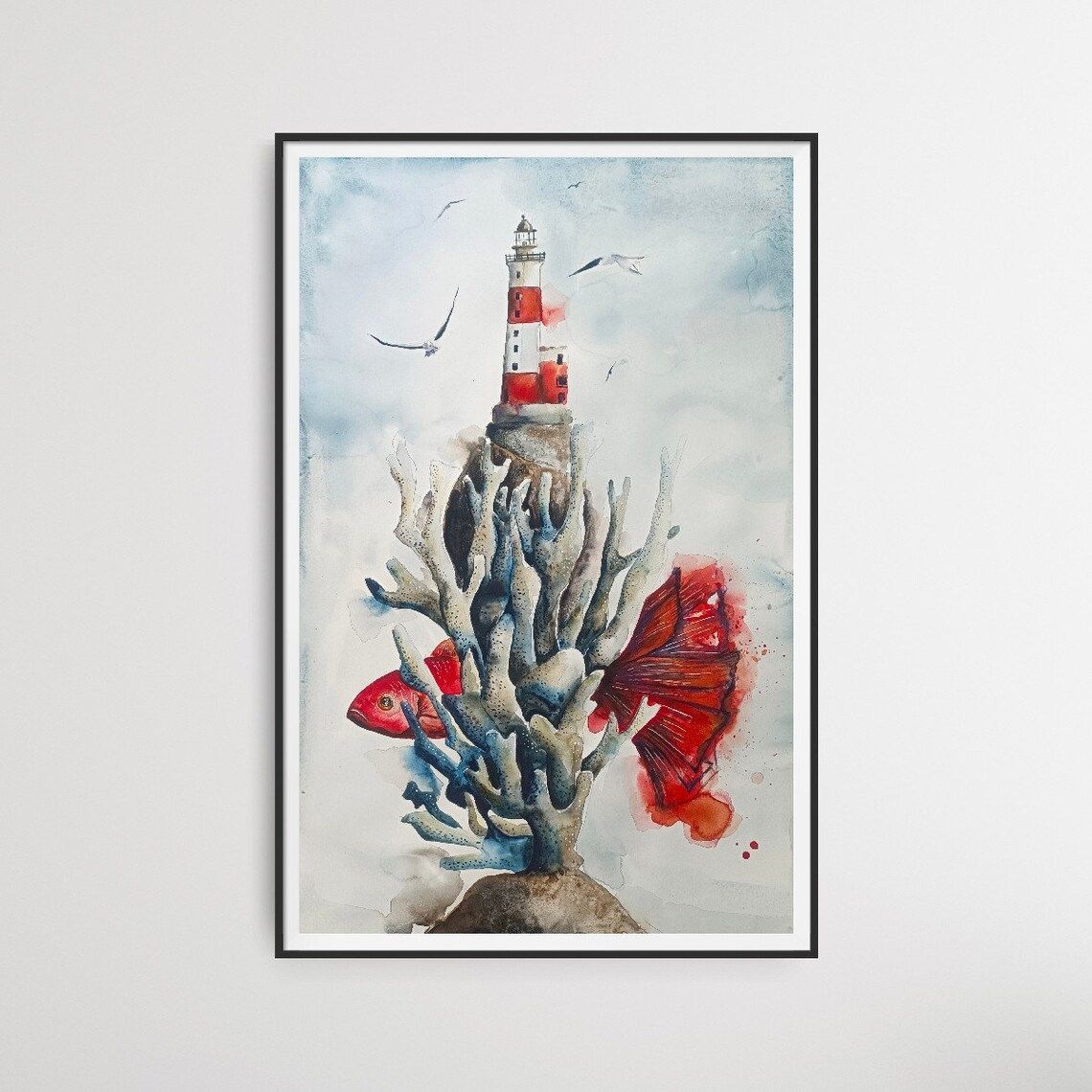 Disegno Acquerello - fra i coralli 38x56 cm