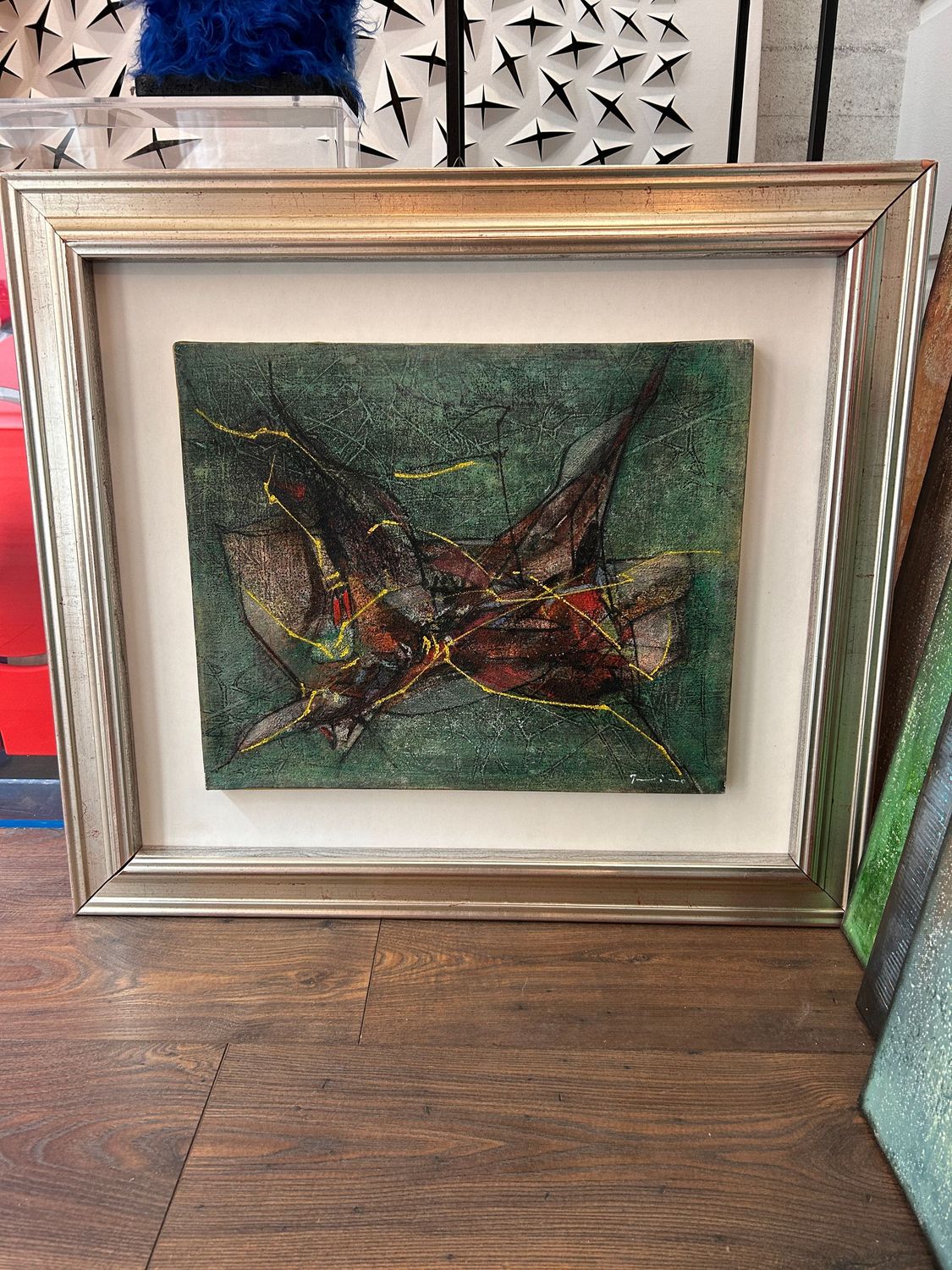 Salvatore Provino "La nave del paesaggio" storico olio su tela 45x37 cm del 1987